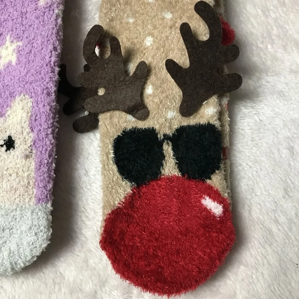 Pretty Cozy Socks Kids Animal Design - Pink, Purple, Brown New